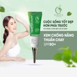 kem chống nắng thuần chay igreen 60ml spf50+, nâng tone trắng da kiềm dầu dành mọi loại da, khô nhạy cảm mẹ bầu mẹ bỉm tuổi dậy thì đều dùng được