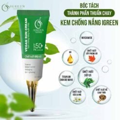 kem chống nắng thuần chay igreen 60ml spf50+, nâng tone trắng da kiềm dầu dành mọi loại da, khô nhạy cảm mẹ bầu mẹ bỉm tuổi dậy thì đều dùng được