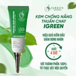 kem chống nắng igreen 60ml spf50+, thành phần thuần chay, nâng tone trắng da, kiềm dầu dành mọi loại da, khô nhạy cảm mẹ bầu mẹ bỉm tuổi dậy thì đều dùng được